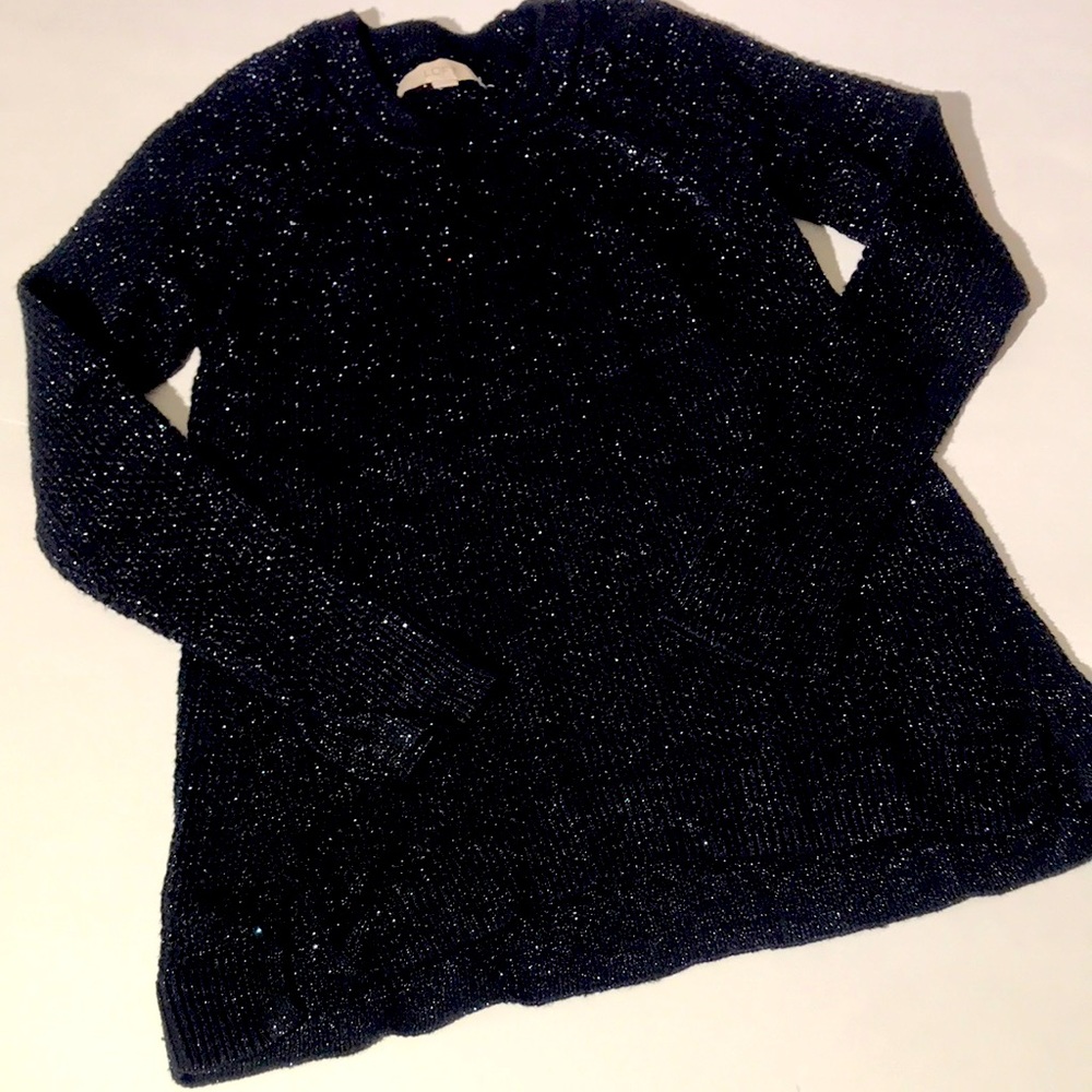 LOFT womens tunic sweater black w/ glitter sz XS shirt top